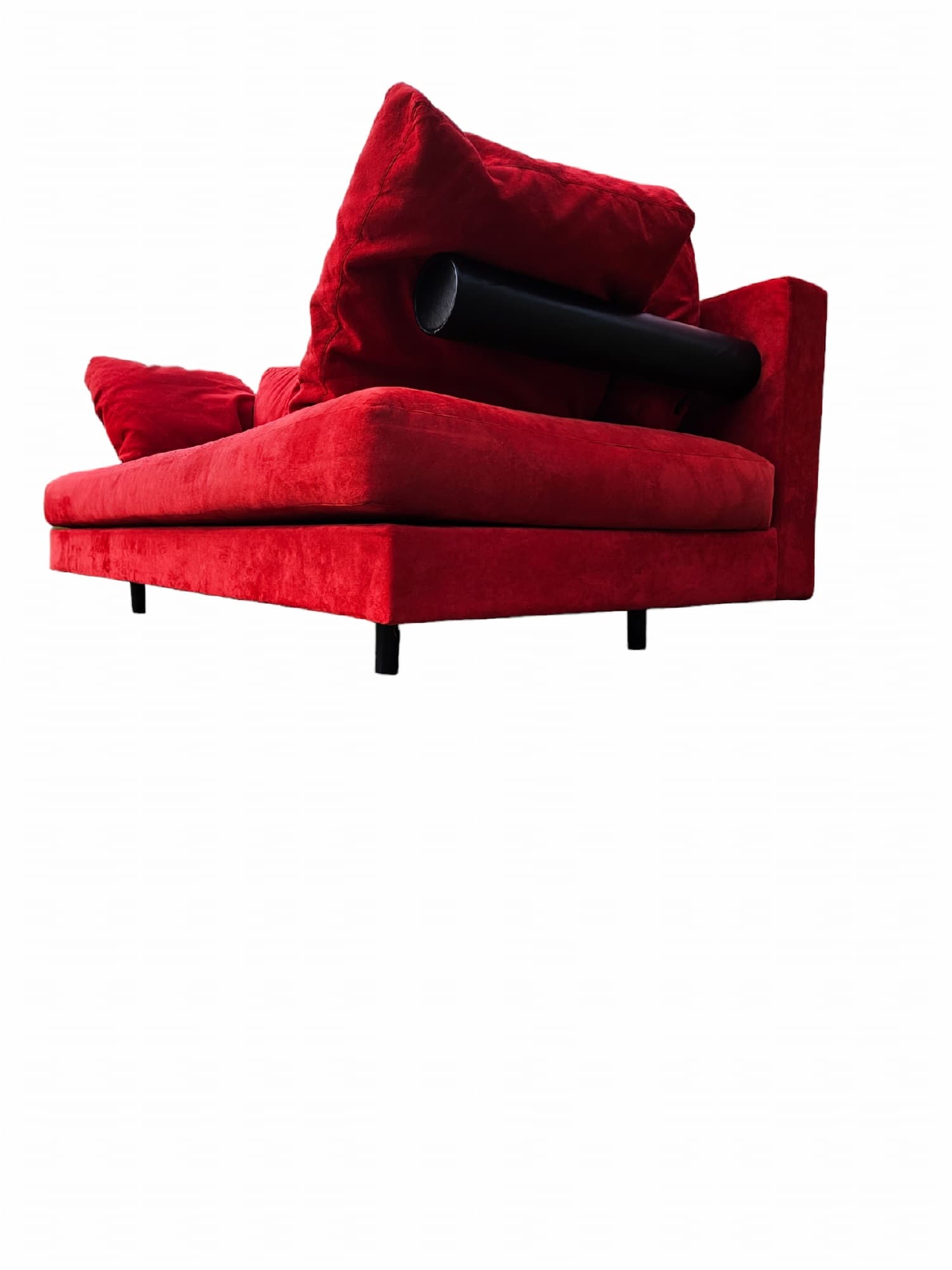 Sofa Sity, red velvet, black leather, B&B Italia, Italy, 1980s. - 352190