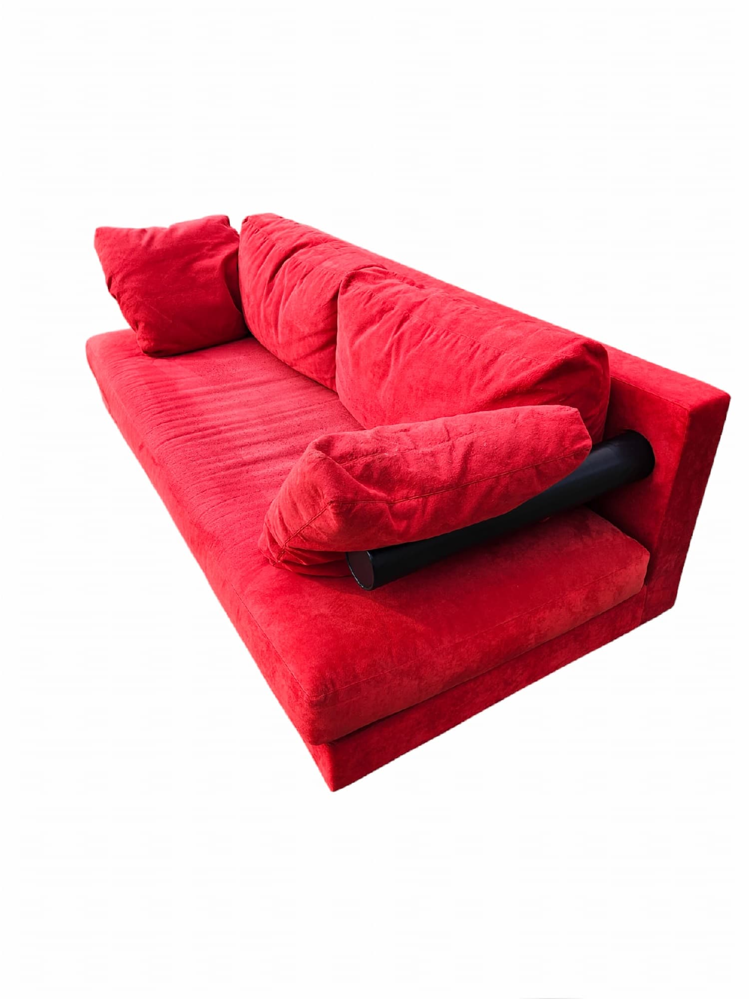 Sofa Sity, red velvet, black leather, B&B Italia, Italy, 1980s. - 352191