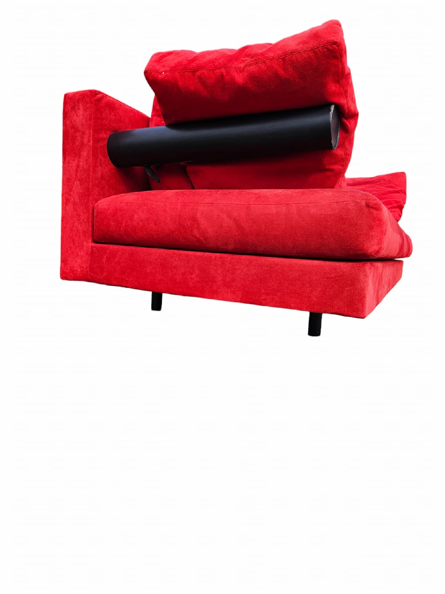 Sofa Sity, red velvet, black leather, B&B Italia, Italy, 1980s. - 352192