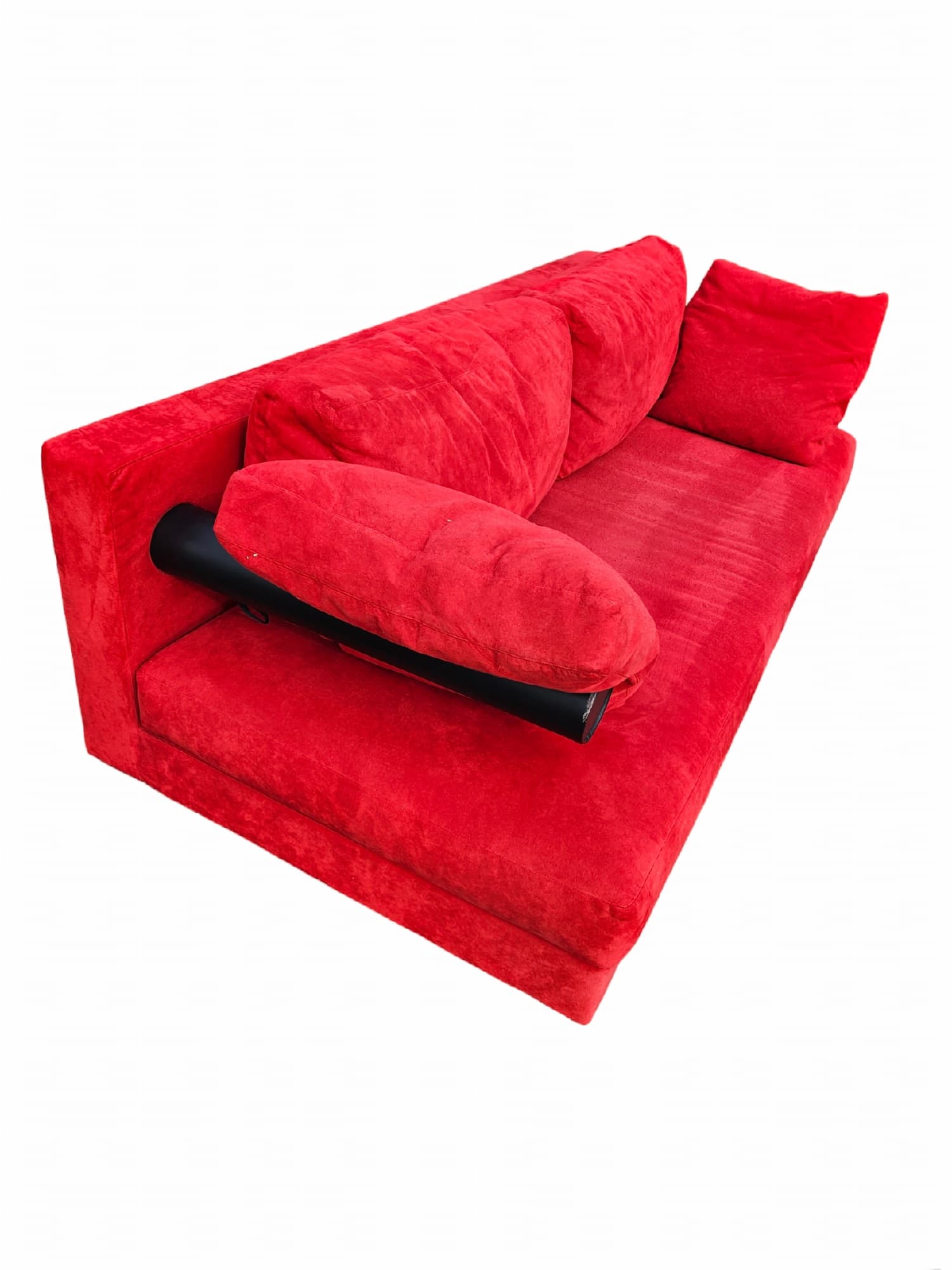 Sofa Sity, red velvet, black leather, B&B Italia, Italy, 1980s. - 352193