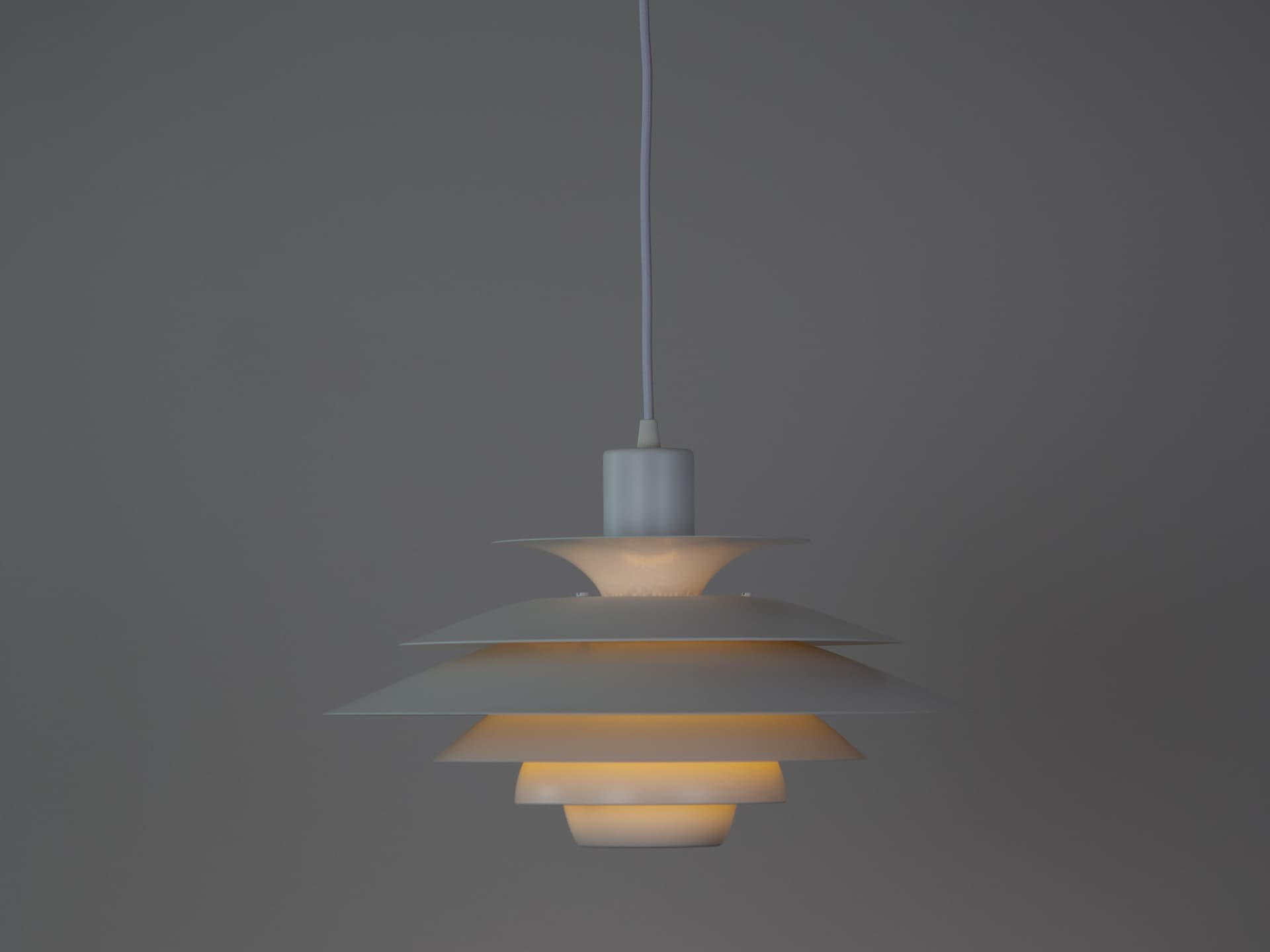 Lampa wisząca Verona, aluminium biały, proj. K. Wiborg, Jeka, Dania, lata 80. - 352239