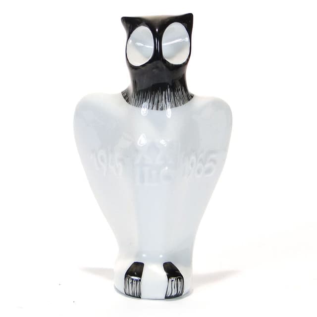 Owl figurine, white black porcelain, Wawel, Poland, 1960s - DIMENSION