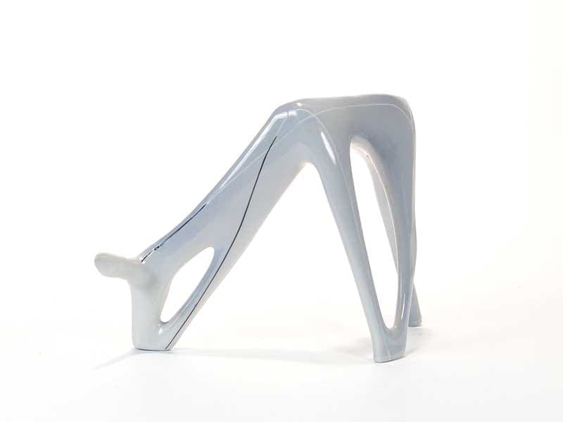 Figurine Deer, white grey porcelain, by L. Tomaszewski, Ćmielów, Poland, 1960s. - 352511