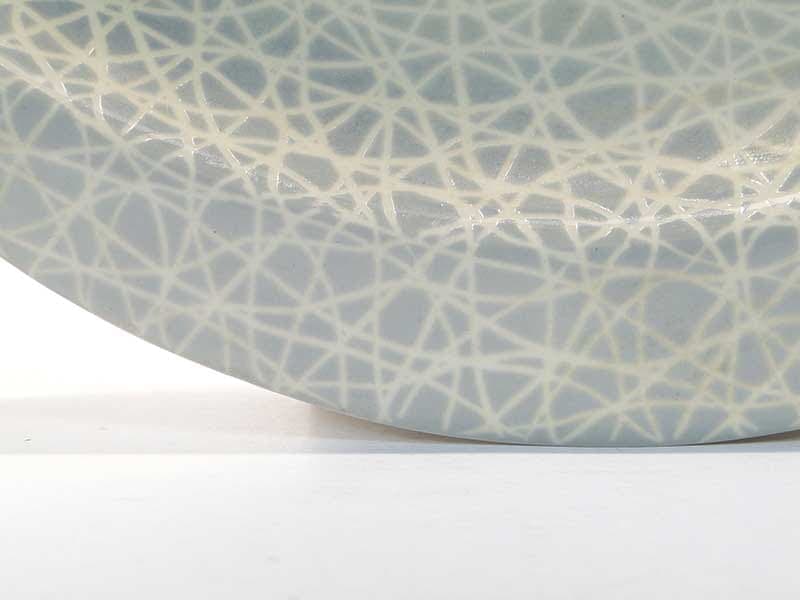 Platter Sieć, grey-blue porcelain, by L. Pokornianka, Poland, 1960s. - 352515