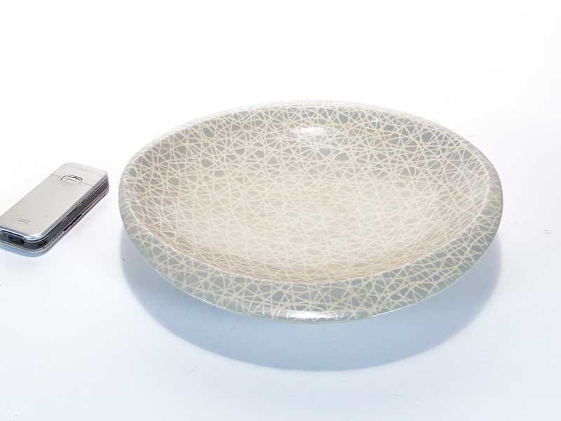 Platter Sieć, grey-blue porcelain, by L. Pokornianka, Poland, 1960s. - 352522