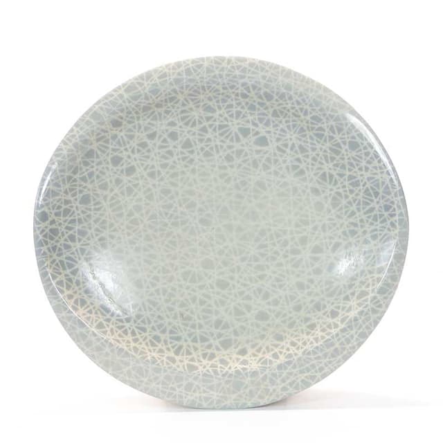 Platter Sieć, grey-blue porcelain, by L. Pokornianka, Poland, 1960s. - DIMENSION