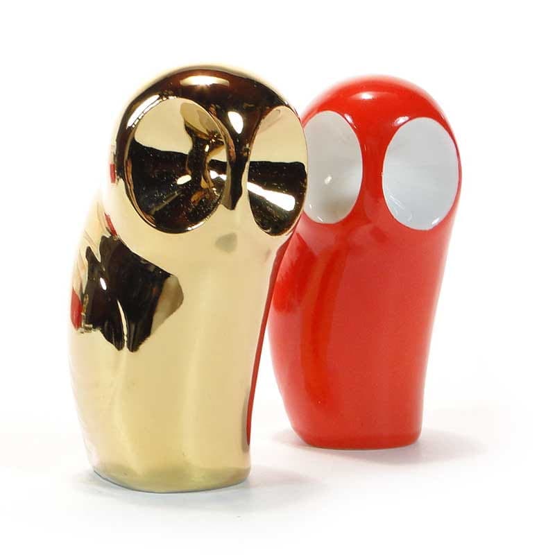Owl Figurine New Look, gold porcelain, by J. Ježek, Royal Dux Bohemia, Czech Republic, 1950s - 352533