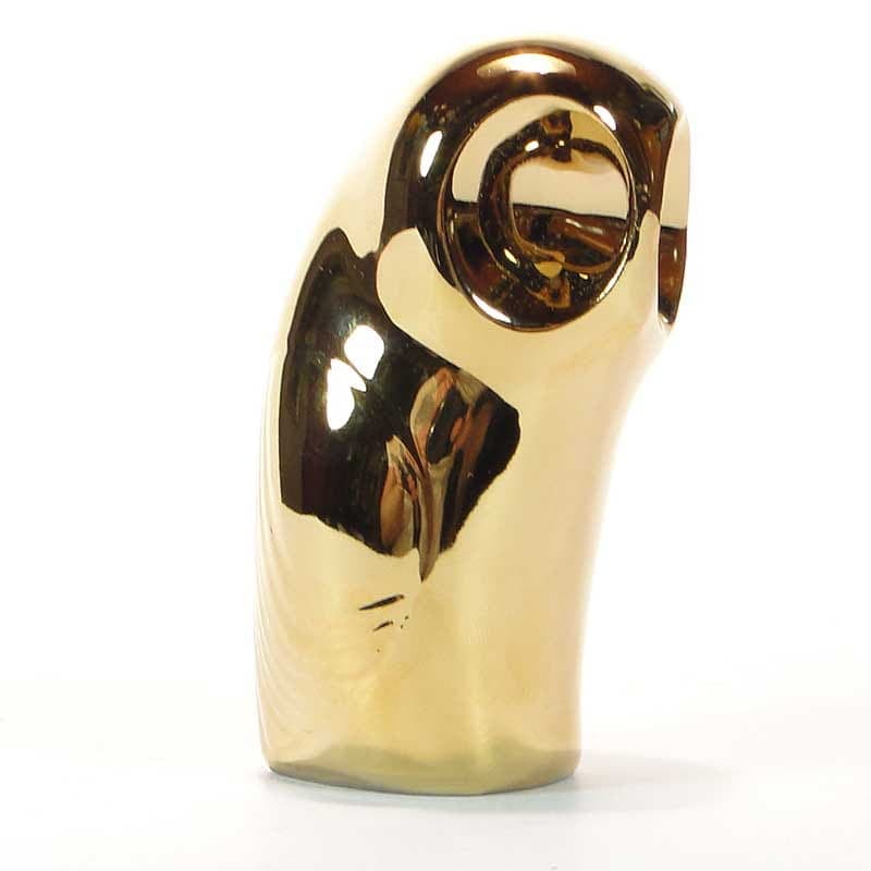 Owl Figurine New Look, gold porcelain, by J. Ježek, Royal Dux Bohemia, Czech Republic, 1950s - 352539