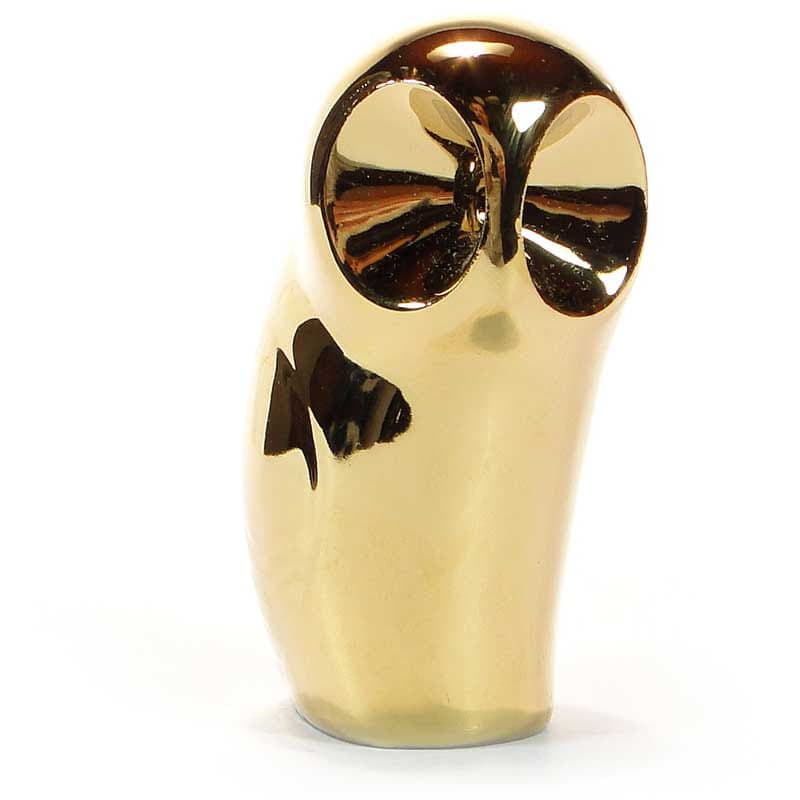 Owl Figurine New Look, gold porcelain, by J. Ježek, Royal Dux Bohemia, Czech Republic, 1950s
