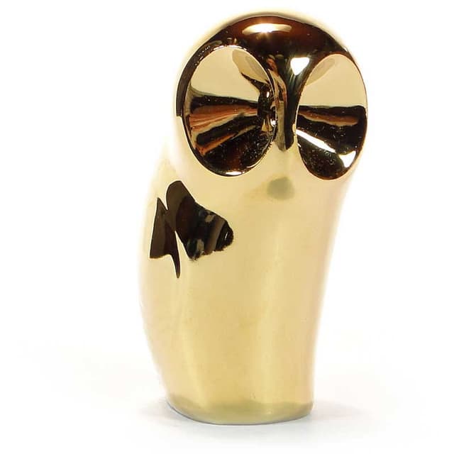 Owl Figurine New Look, gold porcelain, by J. Ježek, Royal Dux Bohemia, Czech Republic, 1950s - DIMENSION