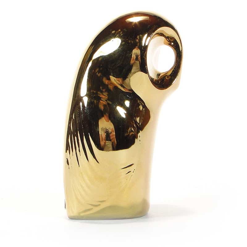 Owl Figurine New Look, gold porcelain, by J. Ježek, Royal Dux Bohemia, Czech Republic, 1950s - 352538
