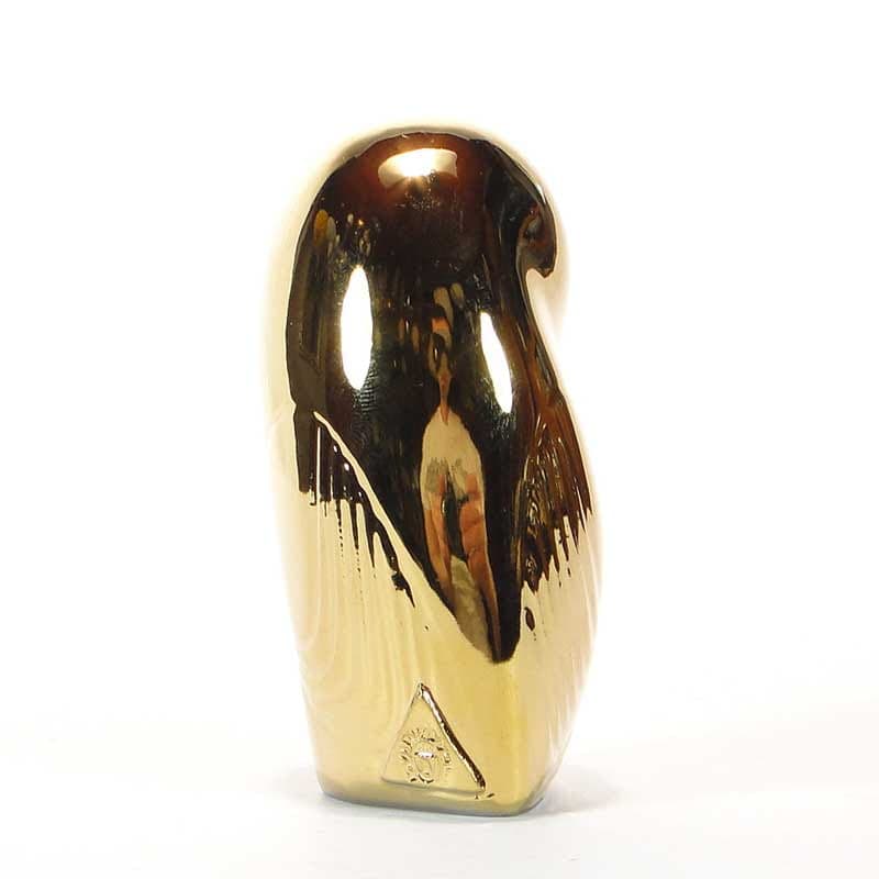 Owl Figurine New Look, gold porcelain, by J. Ježek, Royal Dux Bohemia, Czech Republic, 1950s - 352537