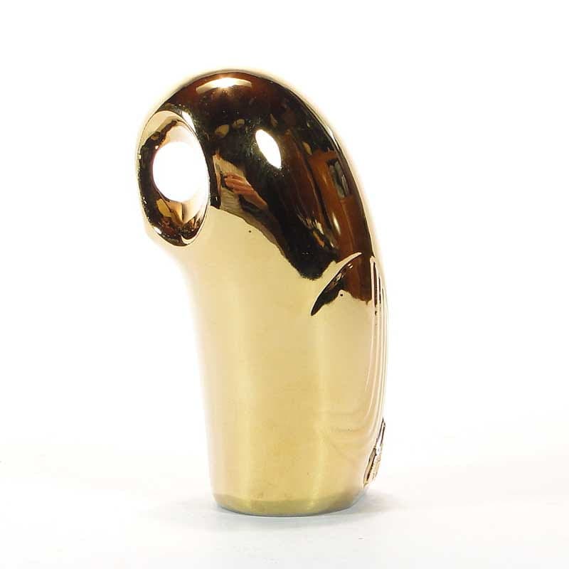 Owl Figurine New Look, gold porcelain, by J. Ježek, Royal Dux Bohemia, Czech Republic, 1950s - 352536