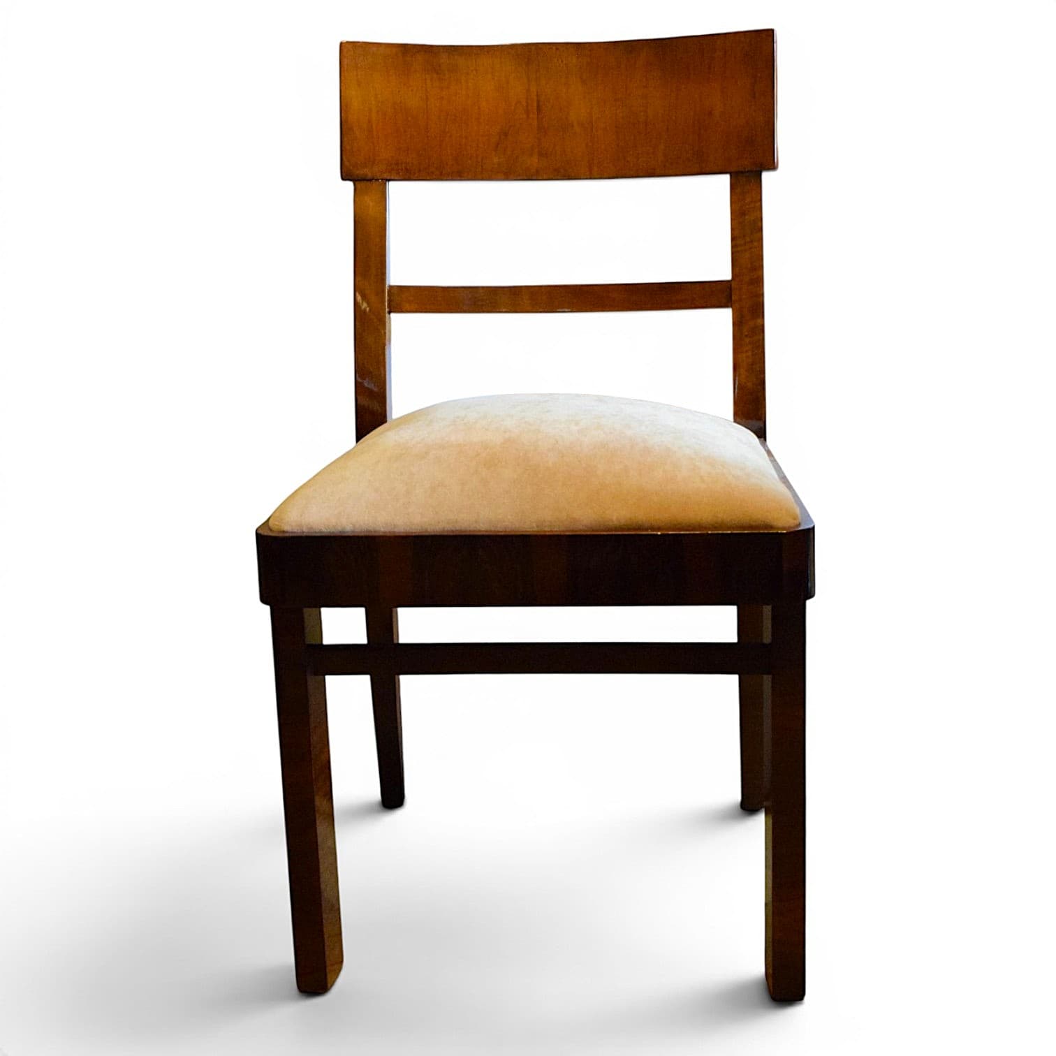 Set of four chairs Art Deco, walnut, beige velvet, 1930s - 352546