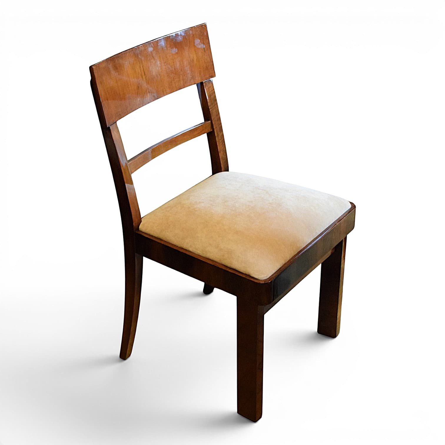 Set of four chairs Art Deco, walnut, beige velvet, 1930s - 352540