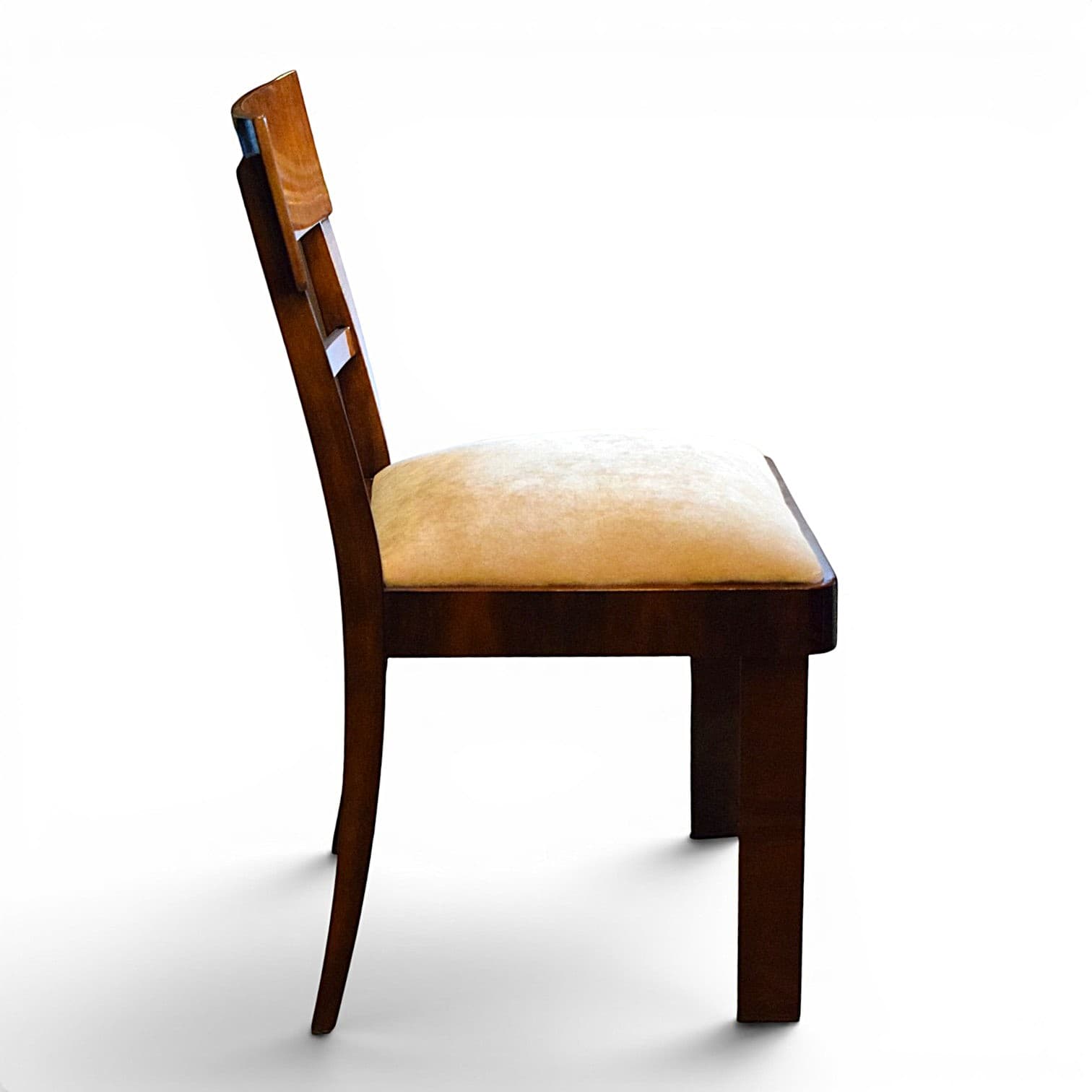 Set of four chairs Art Deco, walnut, beige velvet, 1930s - 352544