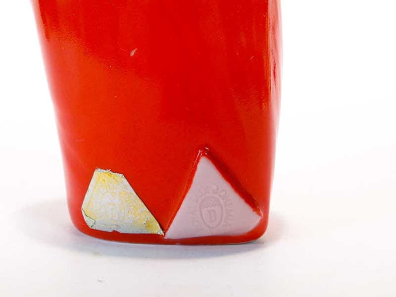 Owl figurine New Look, red porcelain, by J. Ježek, Royal Dux Bohemia, Czech Republic, 1950s. - 352563