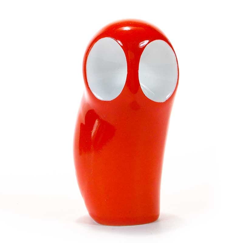 Owl figurine New Look, red porcelain, by J. Ježek, Royal Dux Bohemia, Czech Republic, 1950s.