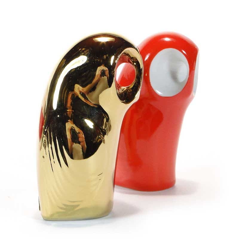 Owl figurine New Look, red porcelain, by J. Ježek, Royal Dux Bohemia, Czech Republic, 1950s. - 352565