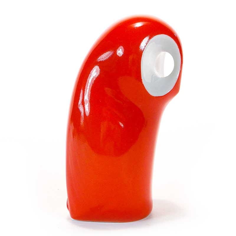 Owl figurine New Look, red porcelain, by J. Ježek, Royal Dux Bohemia, Czech Republic, 1950s. - 352559