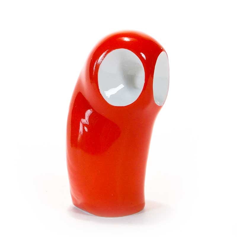 Owl figurine New Look, red porcelain, by J. Ježek, Royal Dux Bohemia, Czech Republic, 1950s. - 352557