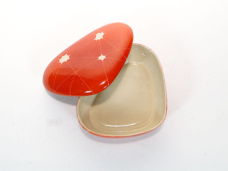 Bonbonniere New Look, orange-red, porcelain, Chodzież, Poland, 1960s. - 352576