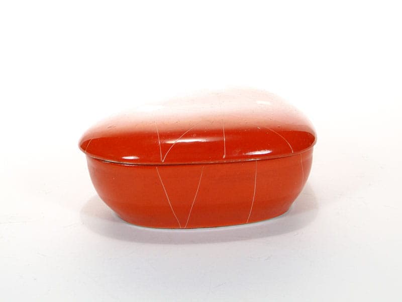 Bonbonniere New Look, orange-red, porcelain, Chodzież, Poland, 1960s. - 352574