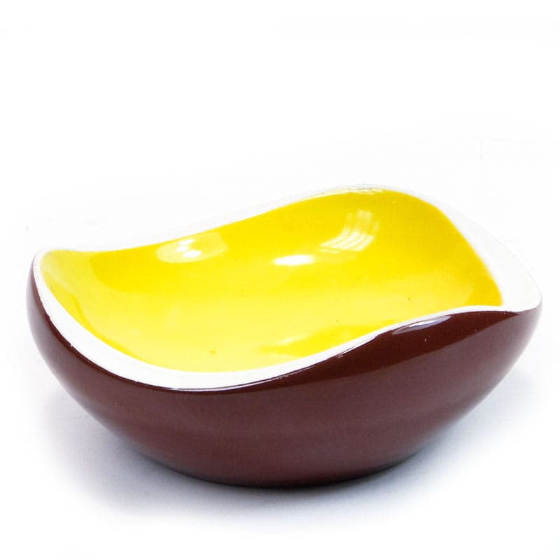 Dish New Look, yellow brown white porcelain, by Z. Przybyszewska, Ćmielów, Poland, 1950s. - 352596