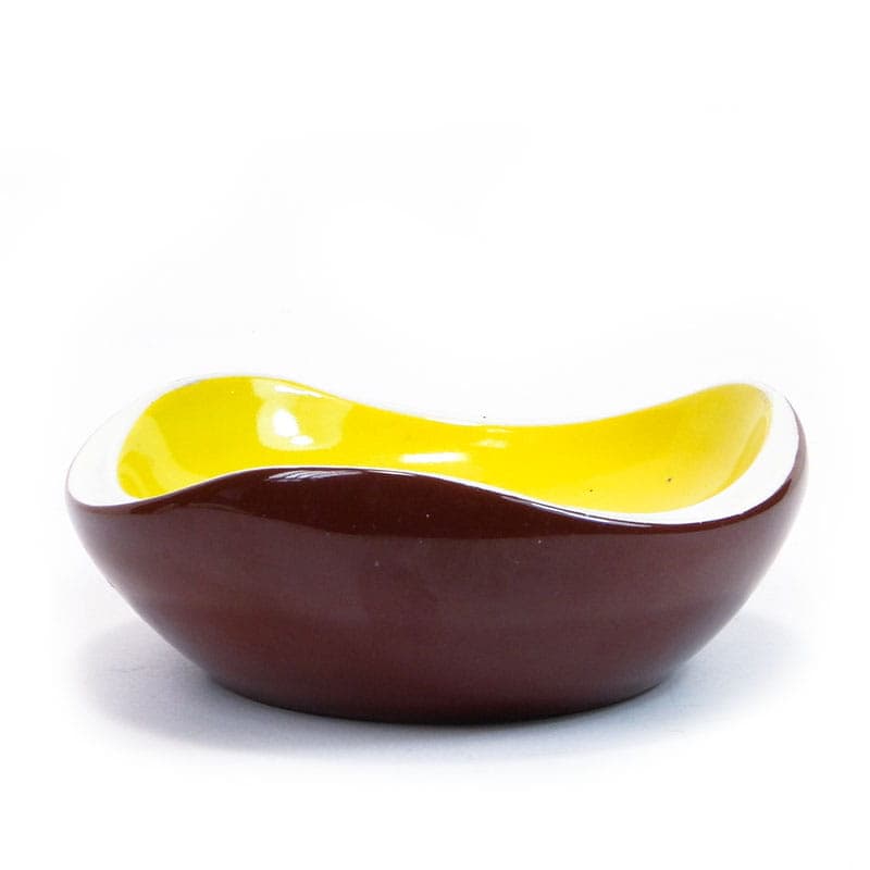 Dish New Look, yellow brown white porcelain, by Z. Przybyszewska, Ćmielów, Poland, 1950s. - 352595