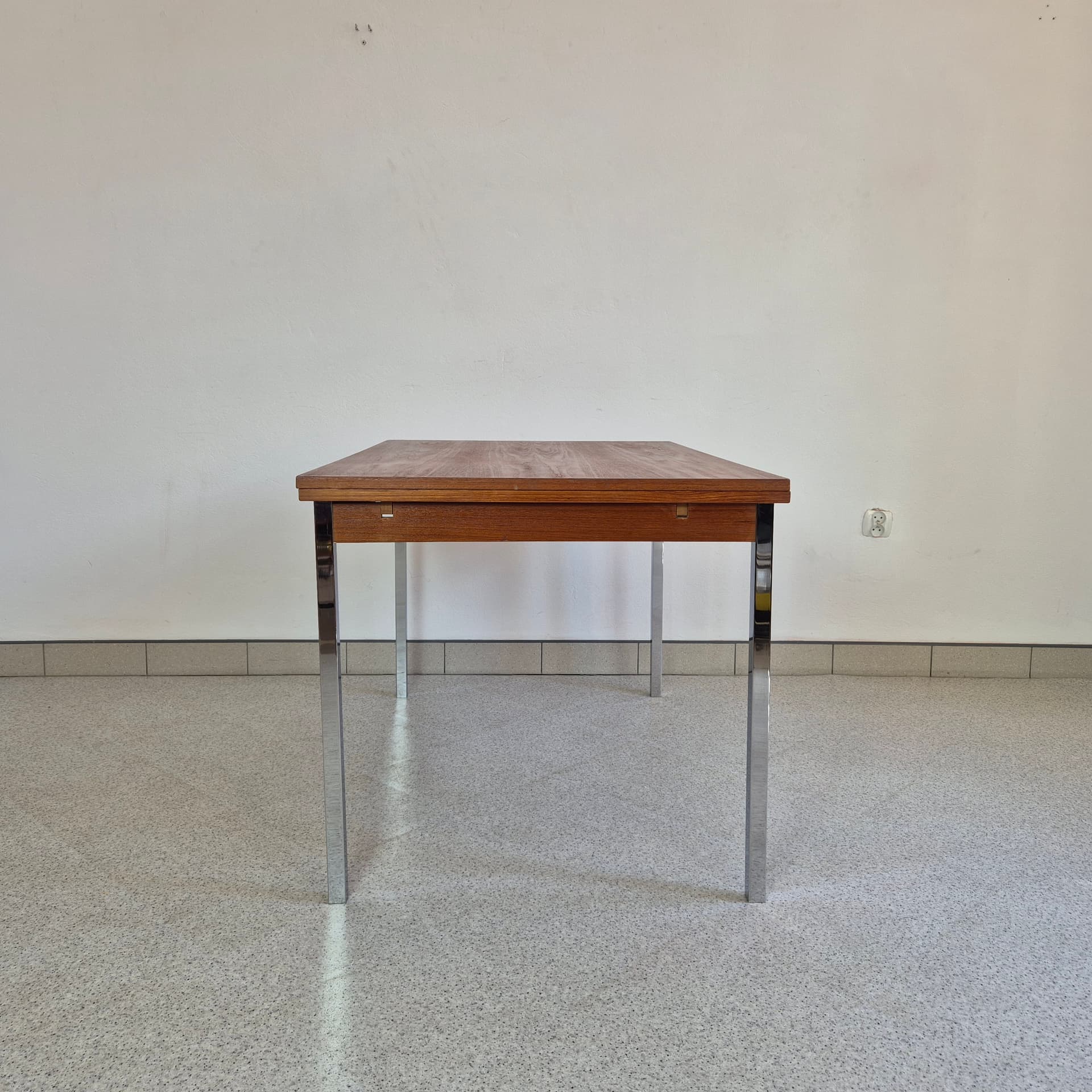 Stół rozkładany, palisander brązowy, chrom, Dania, lata 70. - 352676