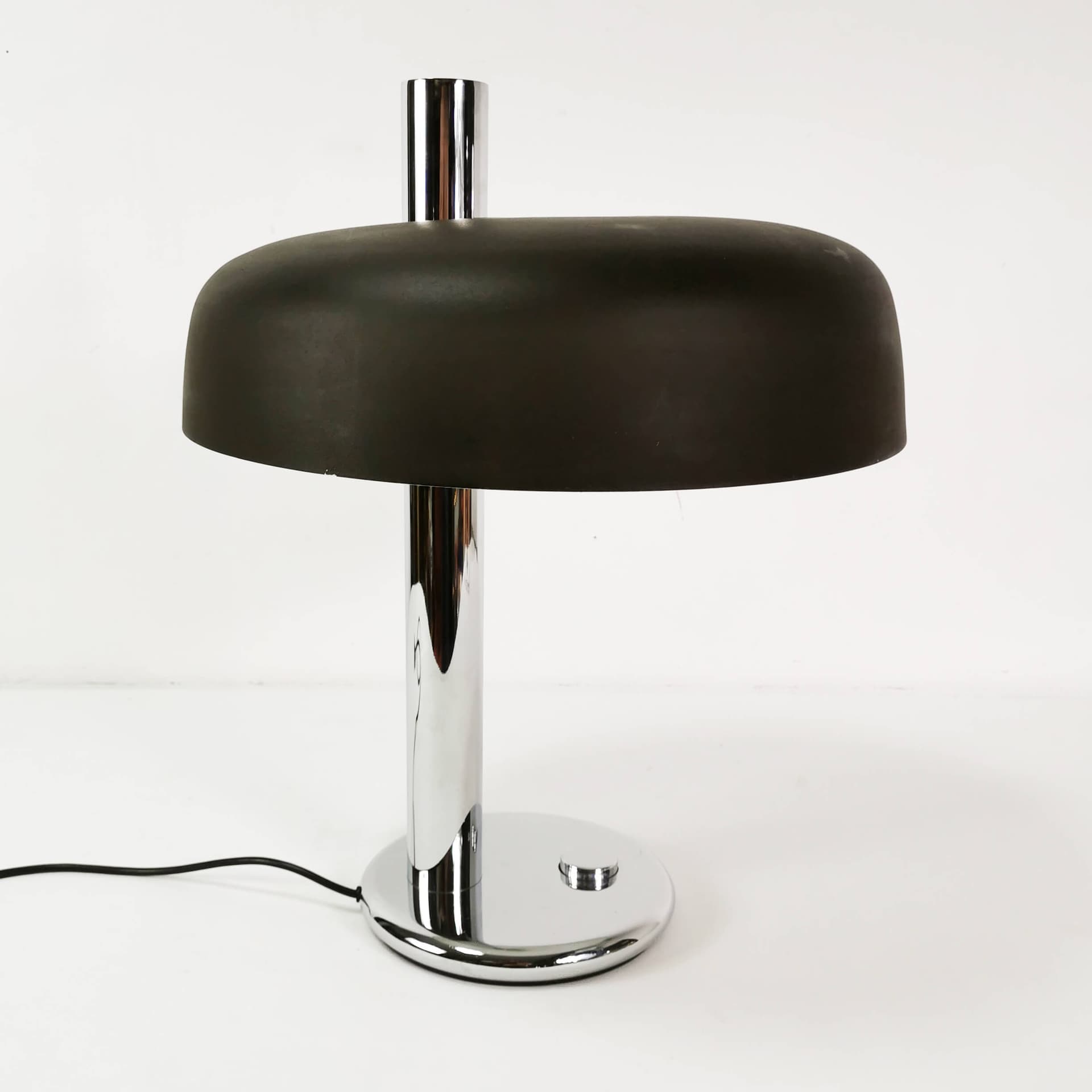 Lampa biurkowa Bauhaus, brązowy, metal chrom, proj. H. G. Pfaender, Hillebrand, Niemcy, lata 60. - 352756