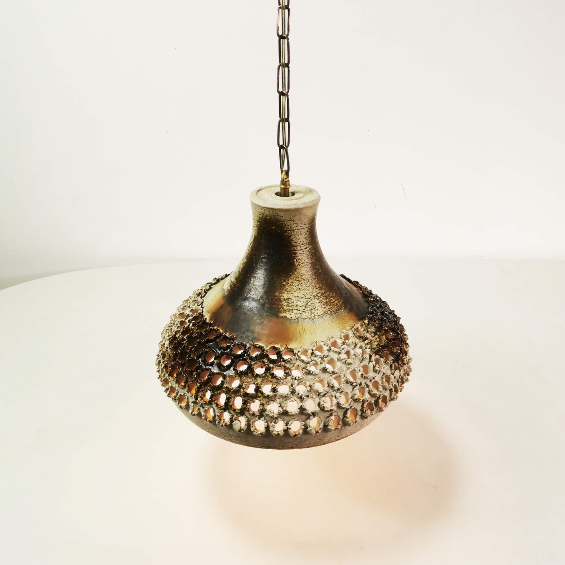 Lampa sufitowa Mid Century, brązowy, ceramika, Axella Design, Dania, lata 60. - 352792