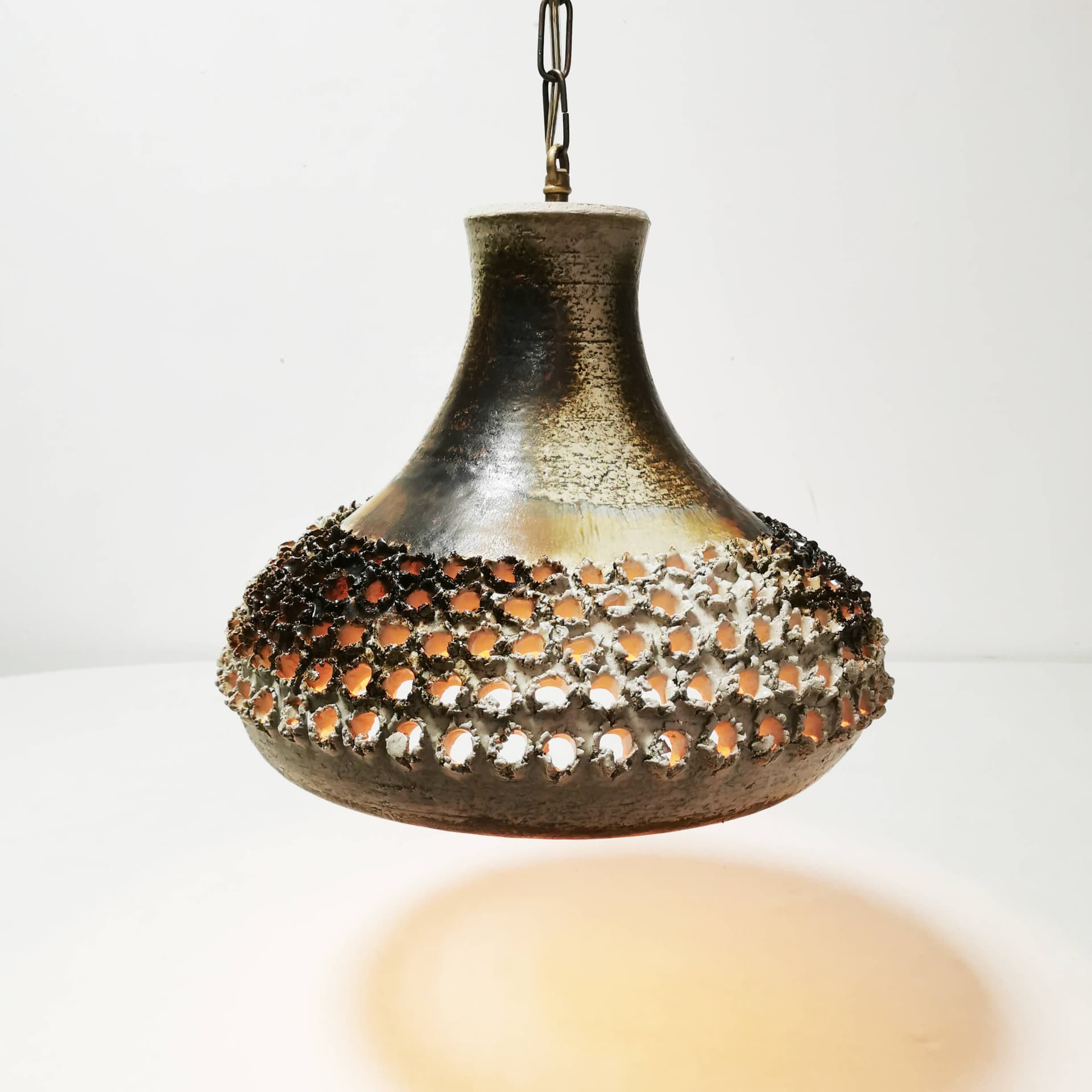 Lampa sufitowa Mid Century, brązowy, ceramika, Axella Design, Dania, lata 60. - 352805