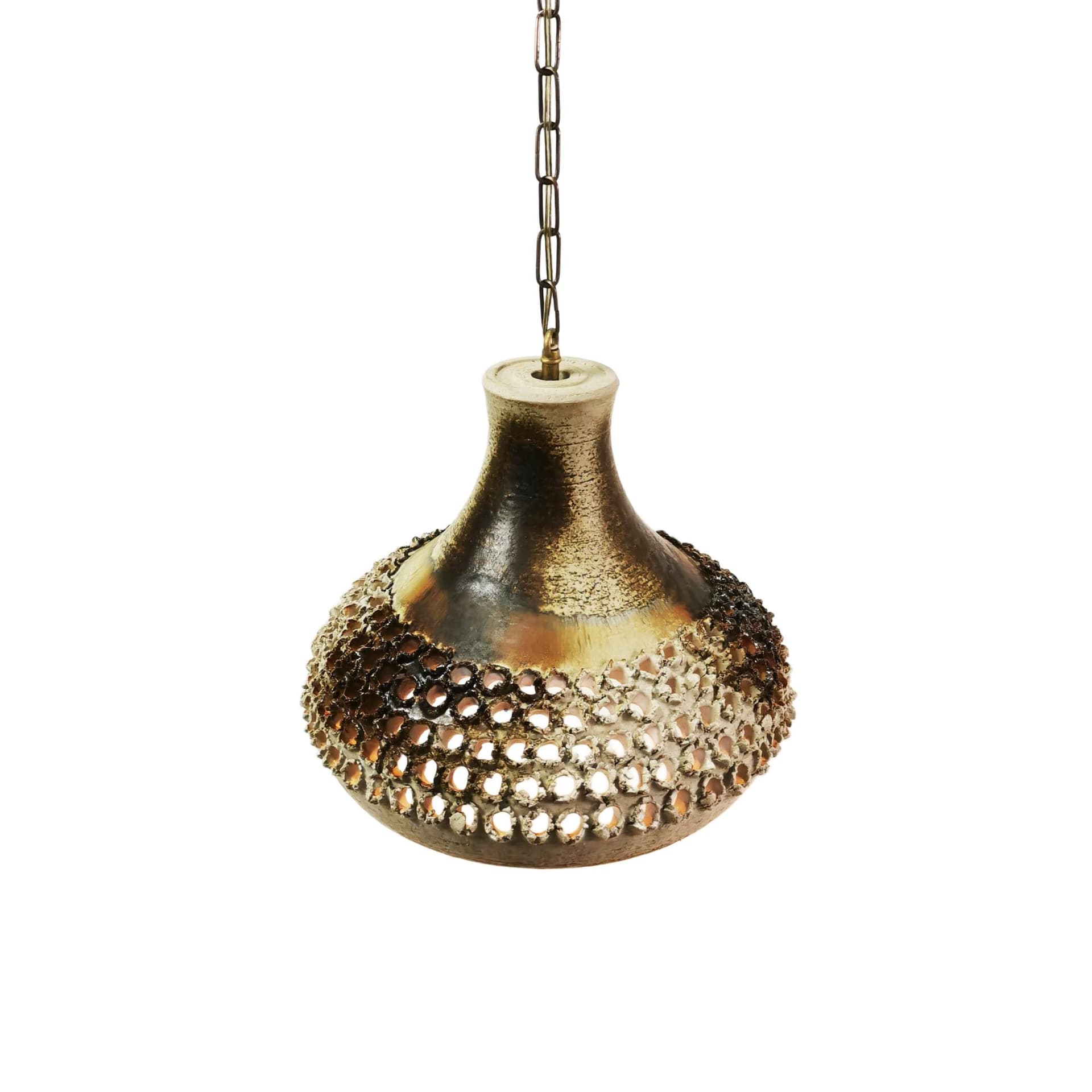 Lampa sufitowa Mid Century, brązowy, ceramika, Axella Design, Dania, lata 60.