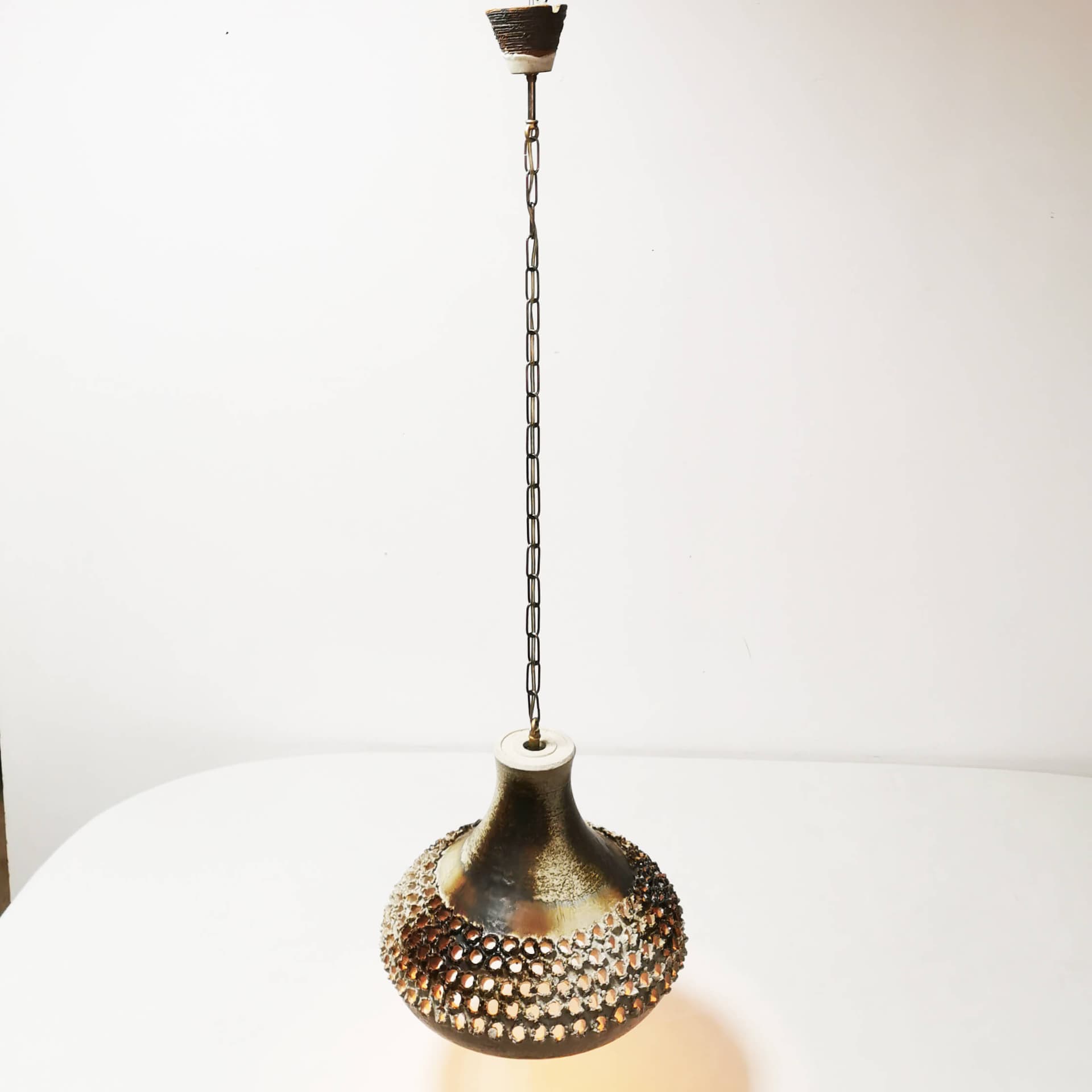 Lampa sufitowa Mid Century, brązowy, ceramika, Axella Design, Dania, lata 60. - 352798