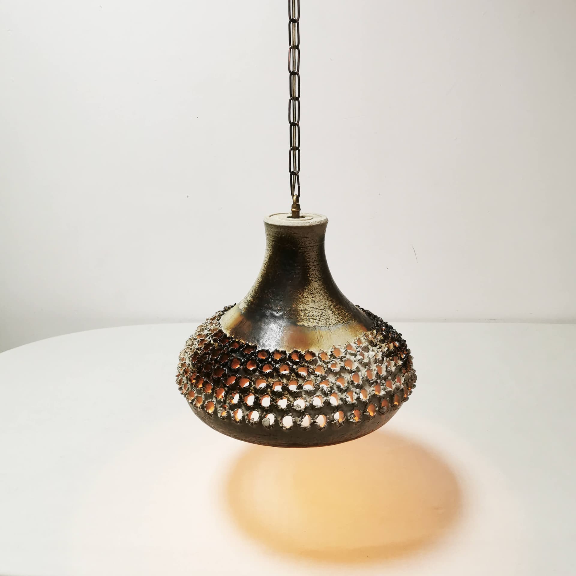 Lampa sufitowa Mid Century, brązowy, ceramika, Axella Design, Dania, lata 60. - 352793