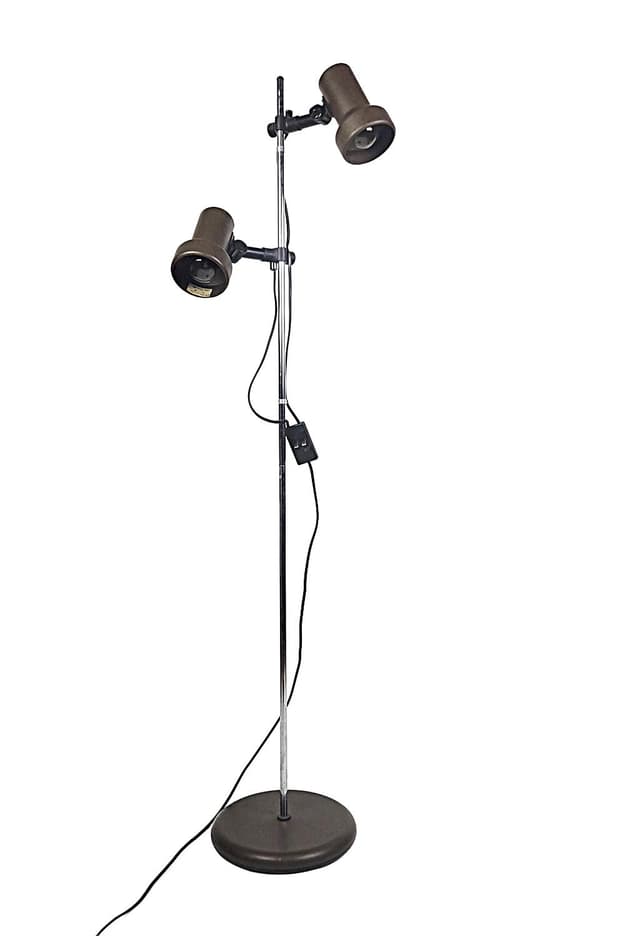 Lampa podłogowa, ciemnobrązowy chrom, metal, lata 70. - WYMIARY