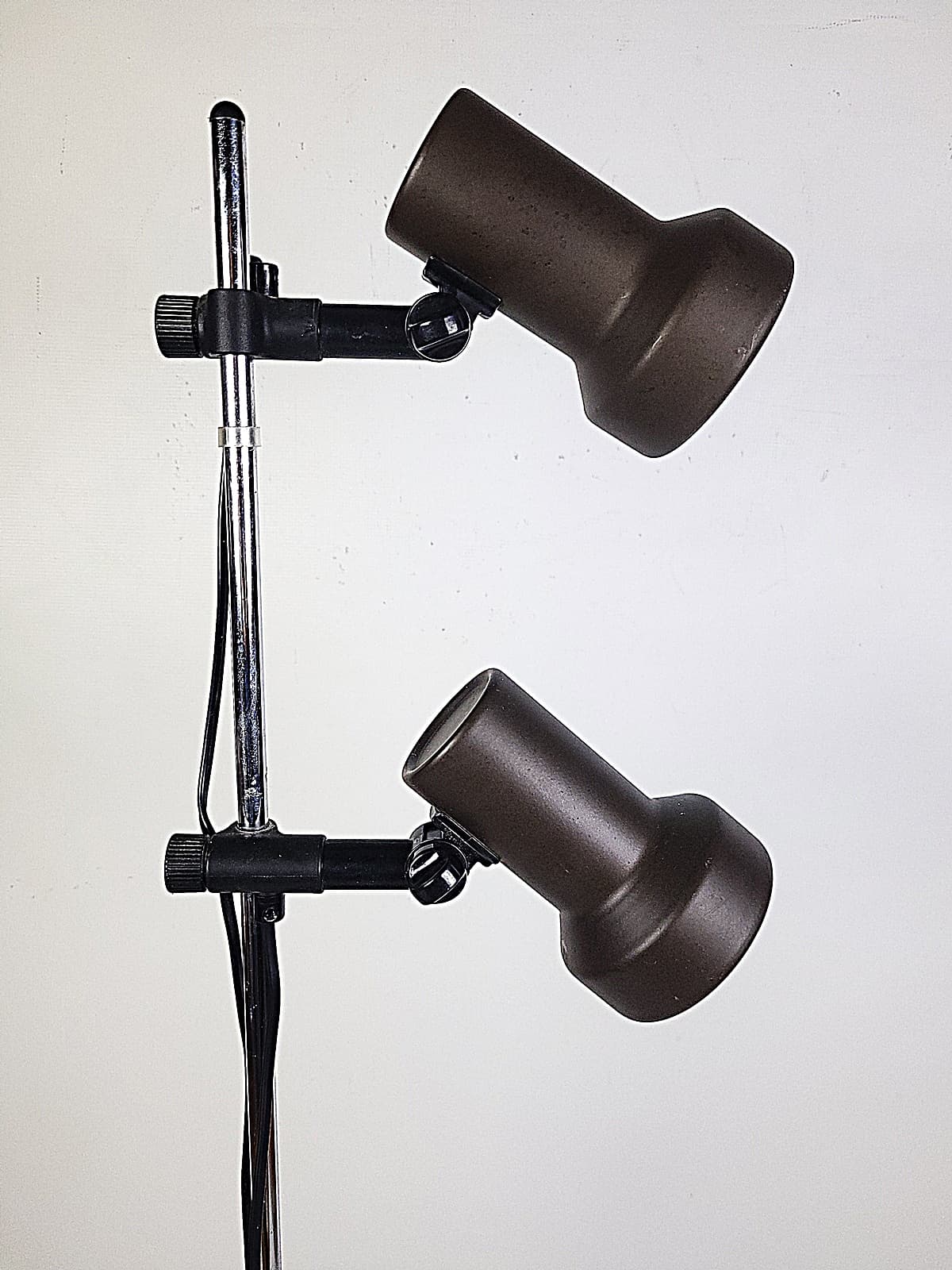 Lampa podłogowa, ciemnobrązowy chrom, metal, lata 70. - 352868