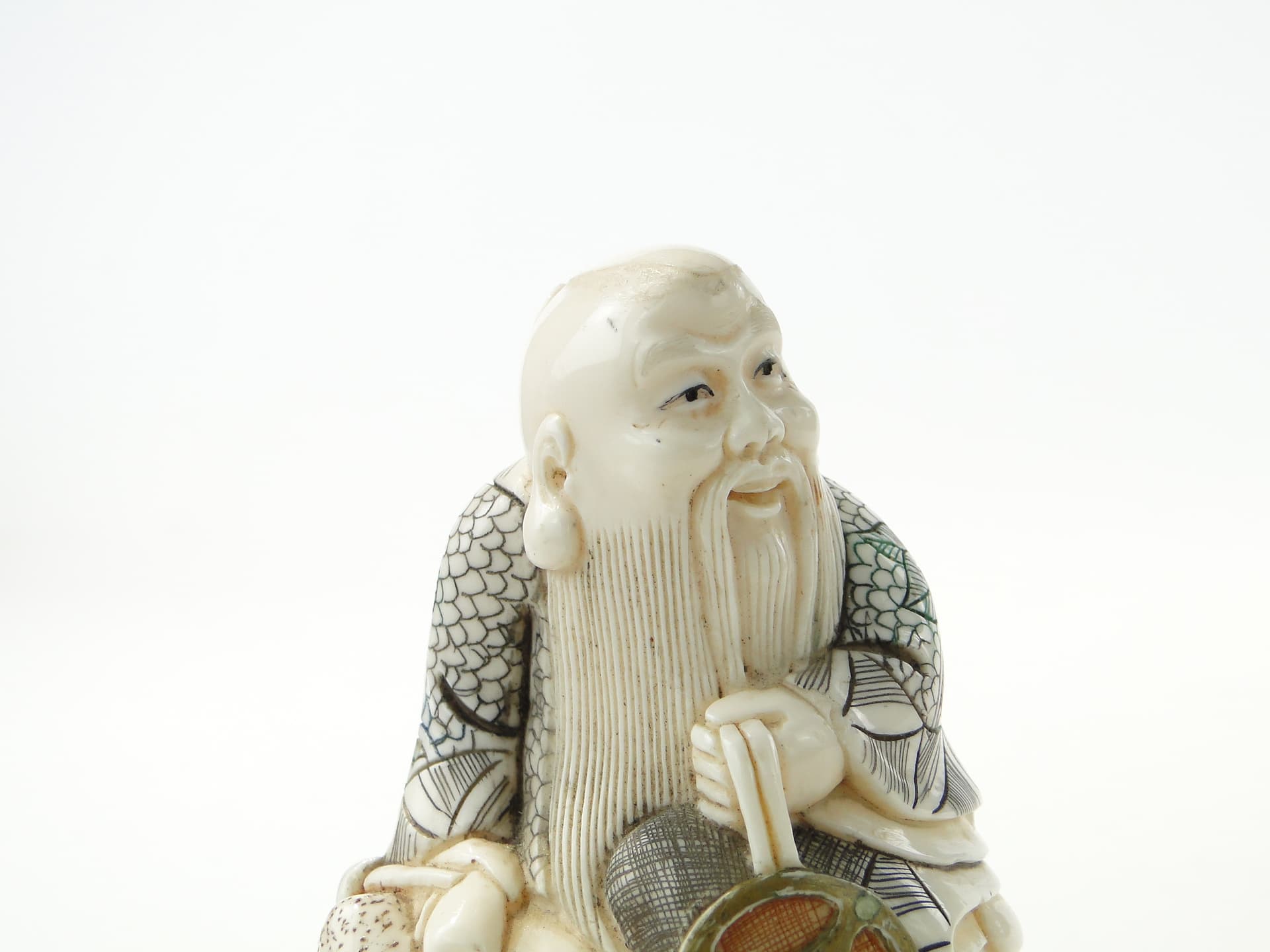 Figura chińskiego mędrca, ivorine kremowy, Daleki Wschód, początek XX wieku - 352894