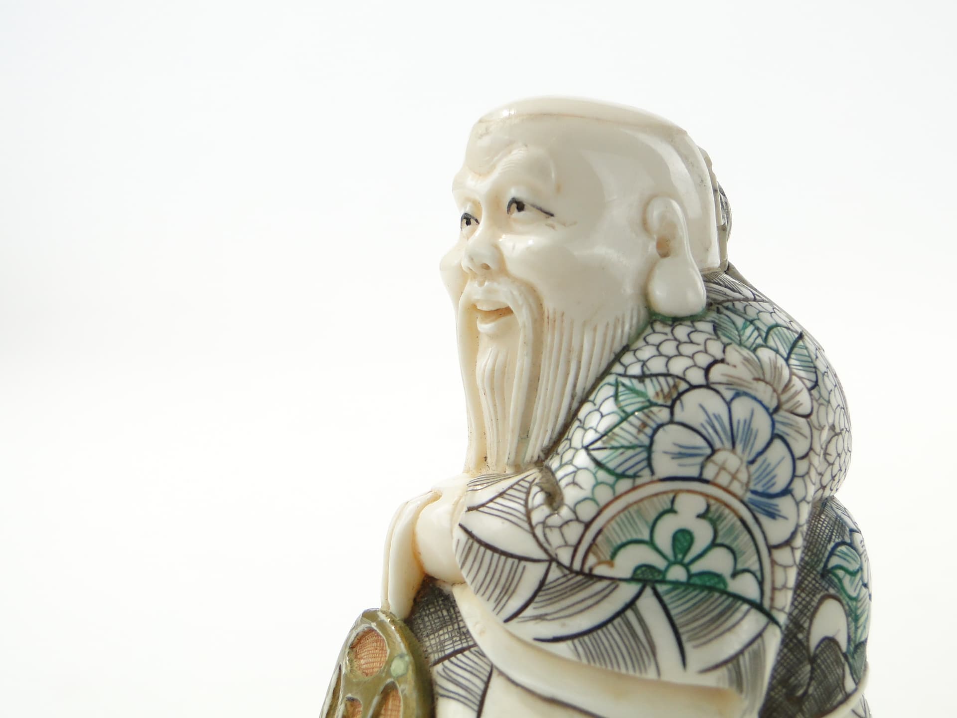 Figura chińskiego mędrca, ivorine kremowy, Daleki Wschód, początek XX wieku - 352891