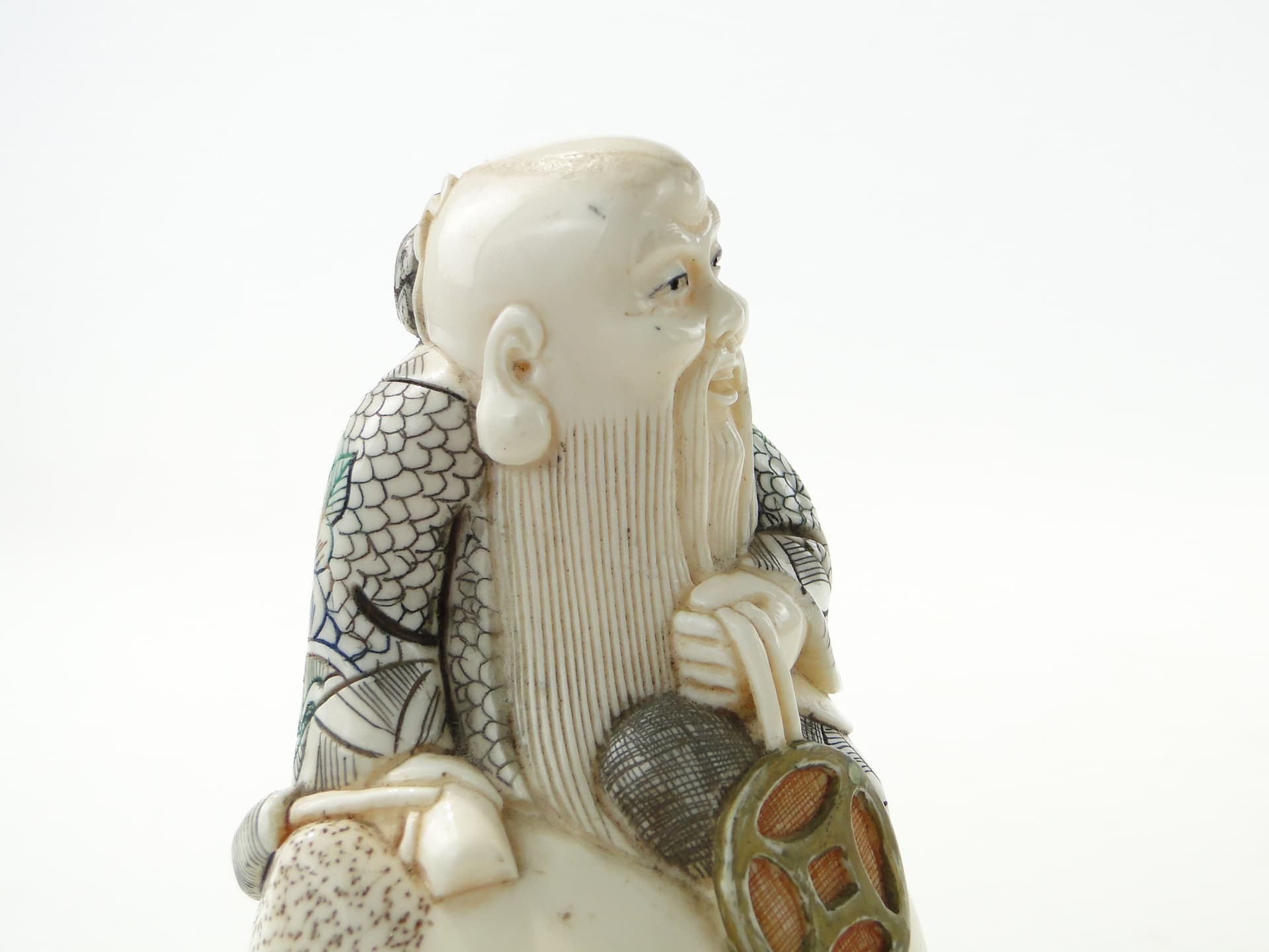 Figura chińskiego mędrca, ivorine kremowy, Daleki Wschód, początek XX wieku - 352892