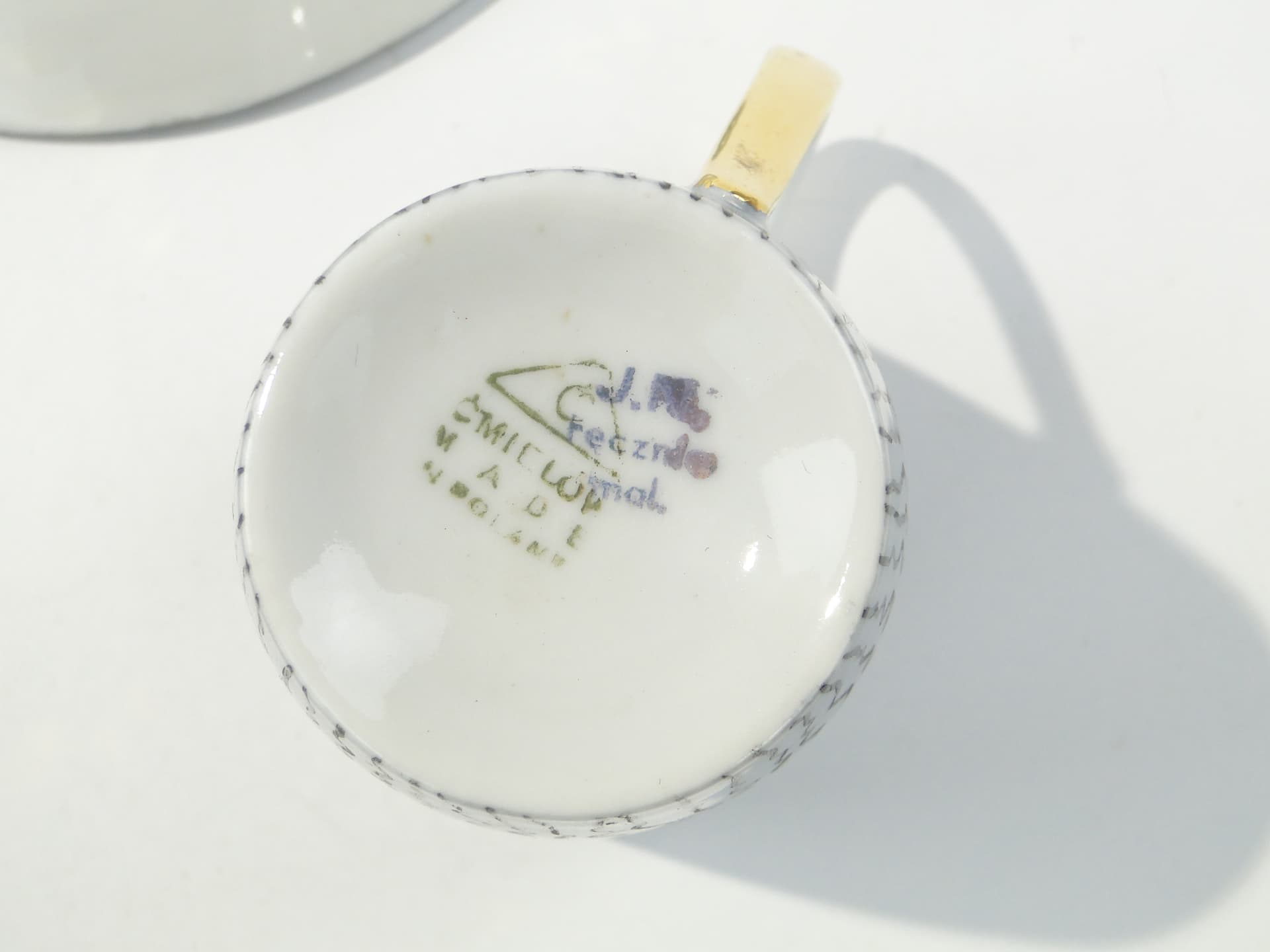 Zestaw śniadaniowy Goplana, biały złoty, porcelana, proj. W. Potacki, Ćmielów, Polska, lata 50. - 352919