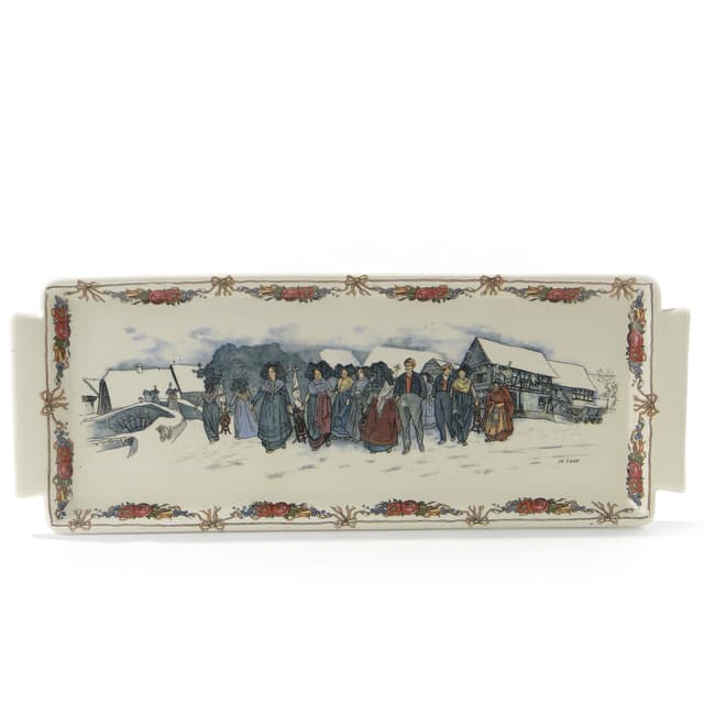 Tray Obernai, multicolour ceramics, by H. Loux, Sarreguemines, France, early 20th c. - DIMENSION