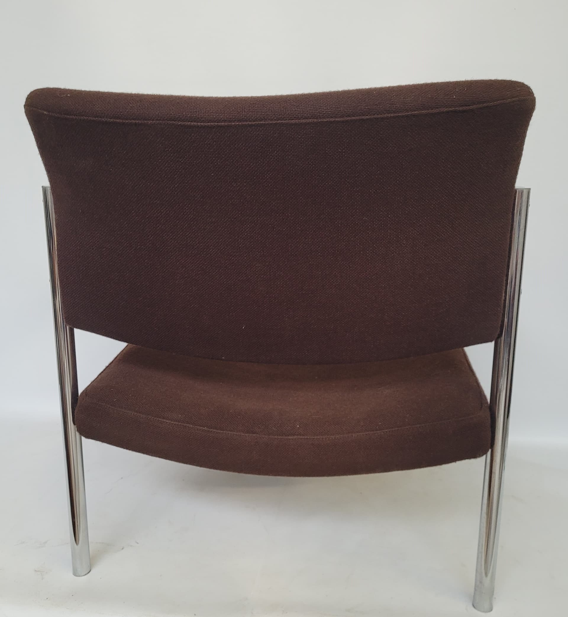 Fotel Bauhaus, tkanina brązowa, stal nierdzewna chromowana srebrna, lata 70. - 352968