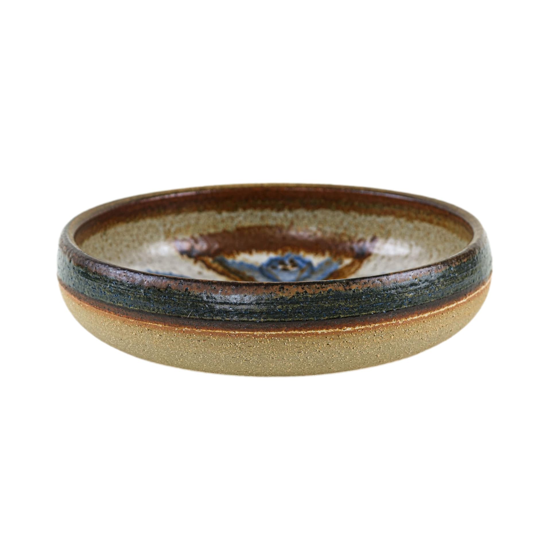Bowl, beige blue ceramic, Søholm, Denmark, 1960s.