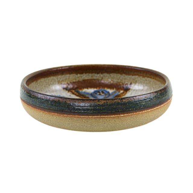 Bowl, beige blue ceramic, Søholm, Denmark, 1960s. - DIMENSION