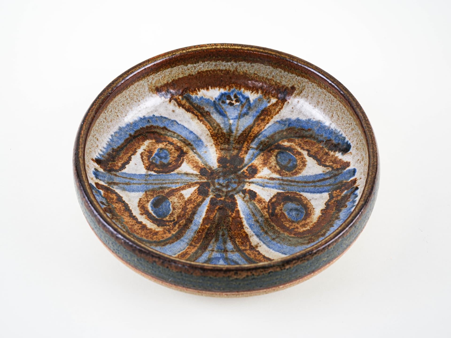 Bowl, beige blue ceramic, Søholm, Denmark, 1960s. - 352994