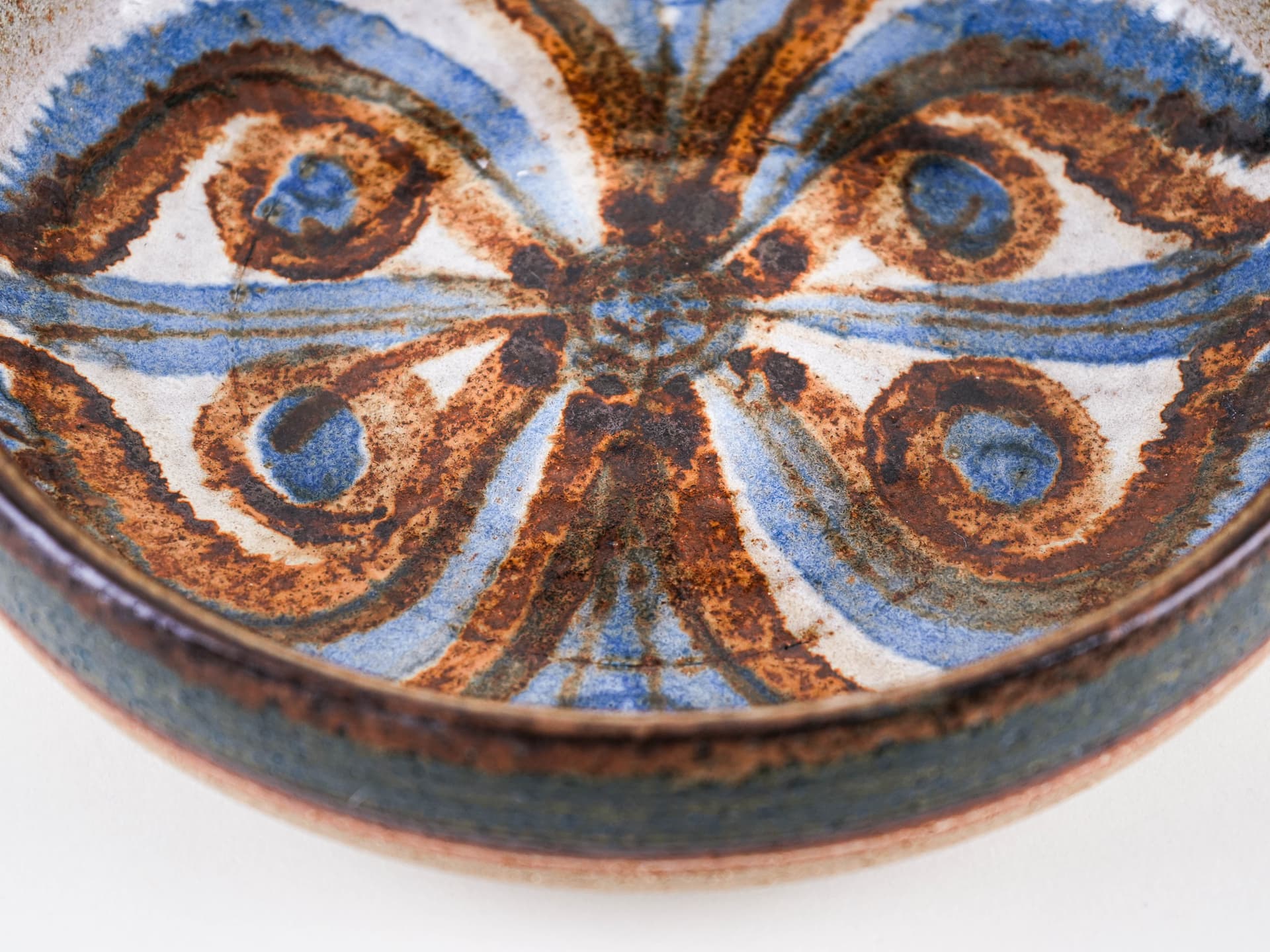 Bowl, beige blue ceramic, Søholm, Denmark, 1960s. - 352997