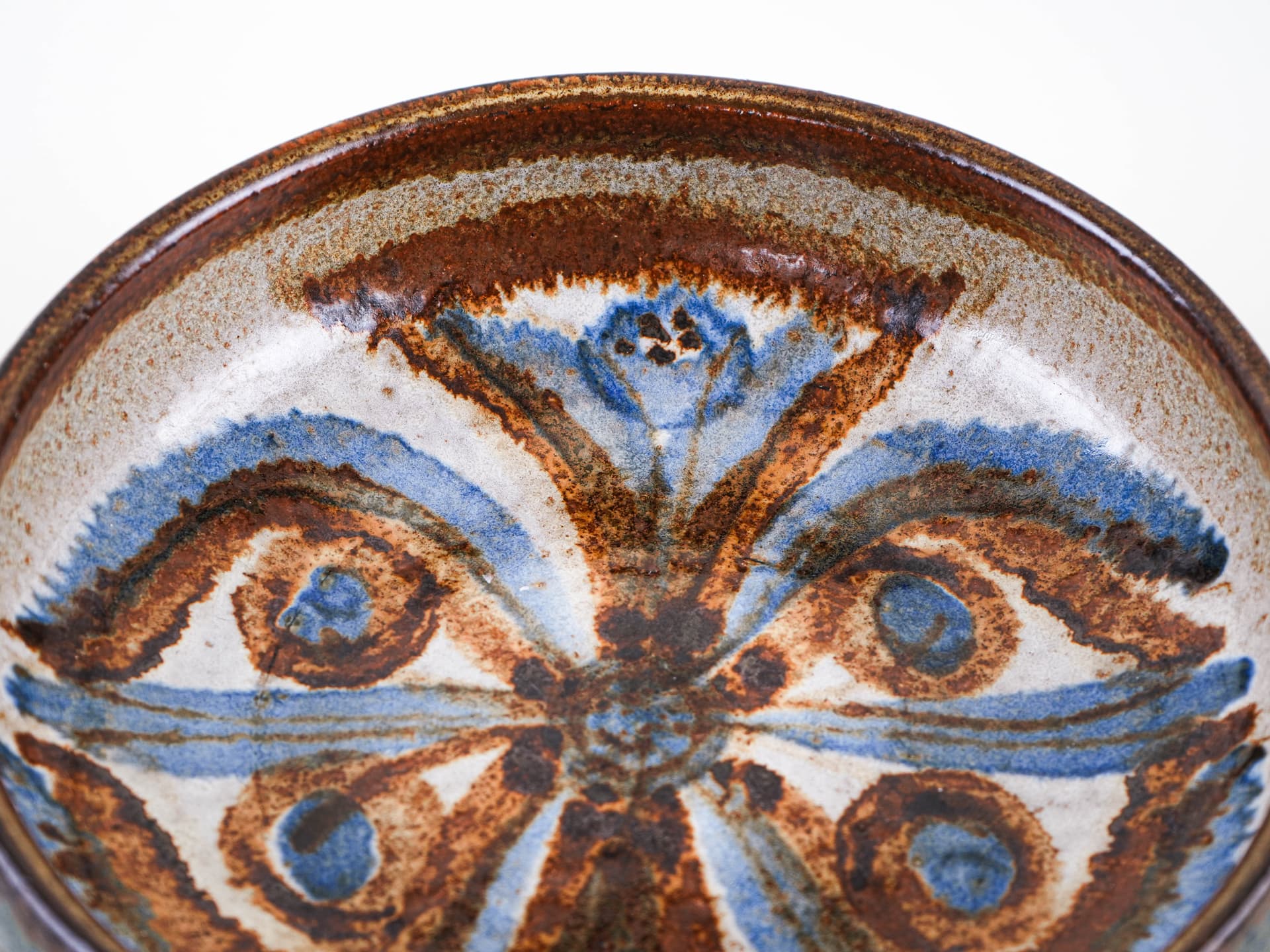 Bowl, beige blue ceramic, Søholm, Denmark, 1960s. - 352999