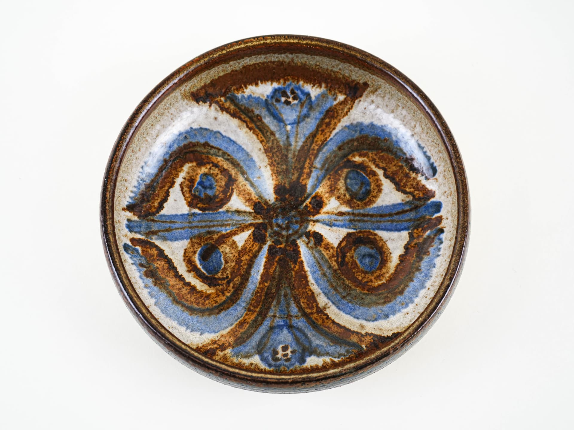 Bowl, beige blue ceramic, Søholm, Denmark, 1960s. - 352995